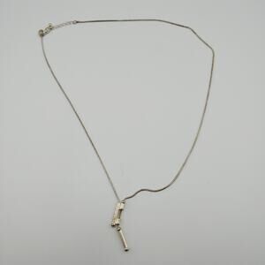 Express Silver Tone Necklace Minimalist Drop Pendant Simple Everyday Stackable